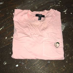 Forever21 Peach Front Pocket Embroidered T-Shirt M